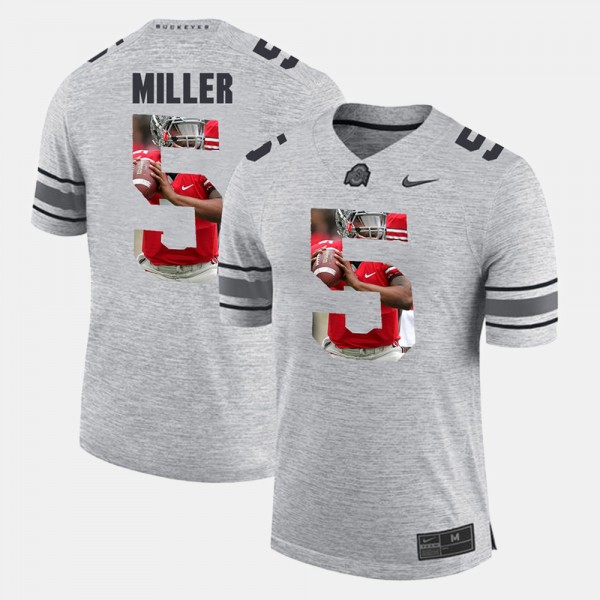 Ohio State Buckeyes Braxton Miller Men's #5 Gray Pictorial Gridiron Fashion College Football Jersey 2404OKPH4